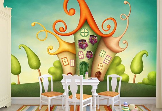 Fototapet pentru copii - Casa pe pajiște