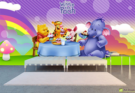 Fototapet pentru copii - Winnie Ursuletul pe bicicleta