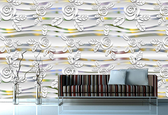 Fototapet cu efect 3D - Trandafir alb