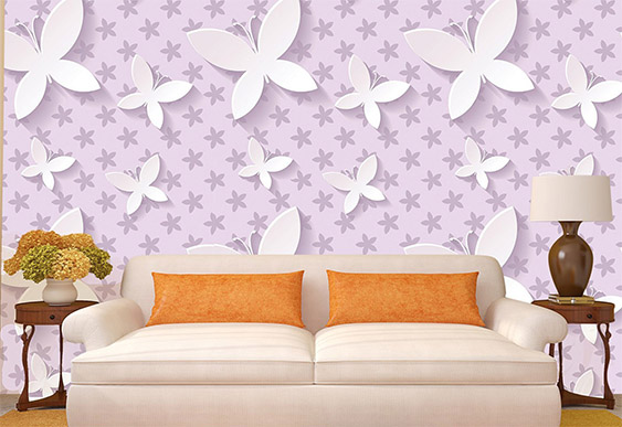 Fototapet cu efect 3D - Flori pe un fundal roz