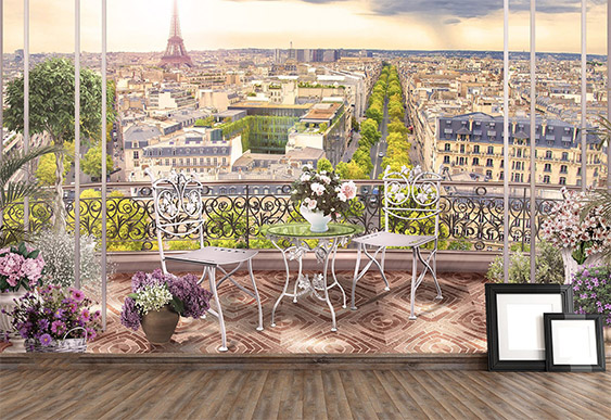 Fototapet Fresco - Privire de la balcon, Paris