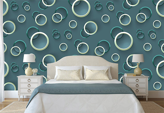 Fototapet cu efect 3D - Cercuri, fundal smarald
