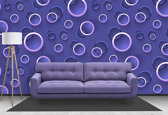 Fototapet cu efect 3D - Cercuri cu fundal de liliac