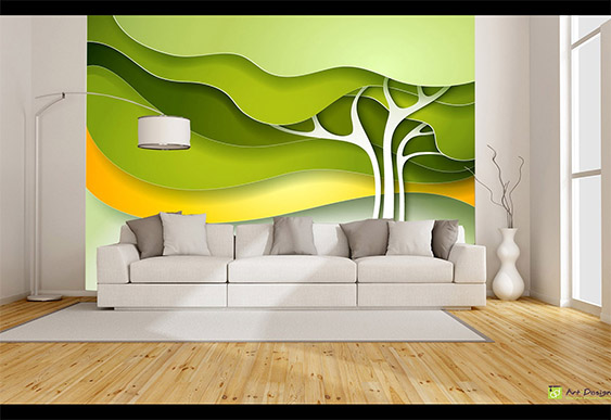 Фотообои с 3D эффектом - Зеленое дерево с эффектом_3