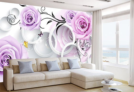 Fototapet cu efect 3D - Cercuri pe fundal sur