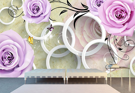 Fototapet cu efect 3D - Cercuri pe fundal jad