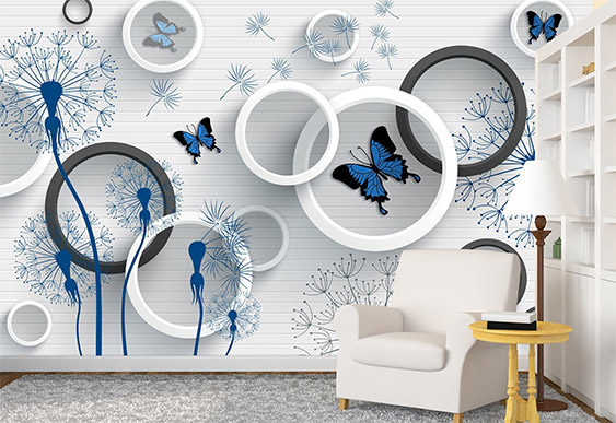 Fototapet cu efect 3D - Cercuri cu păpădii