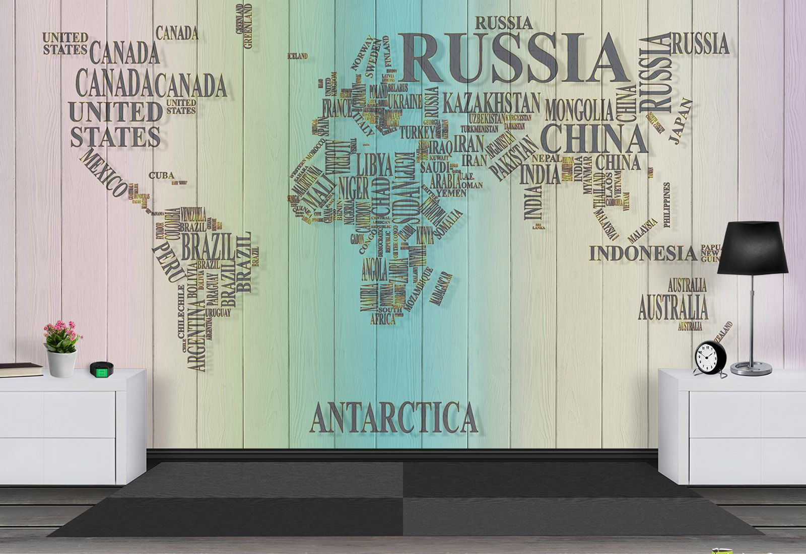 Перспективные Фотообои Кишинев - Карта Мира на доске