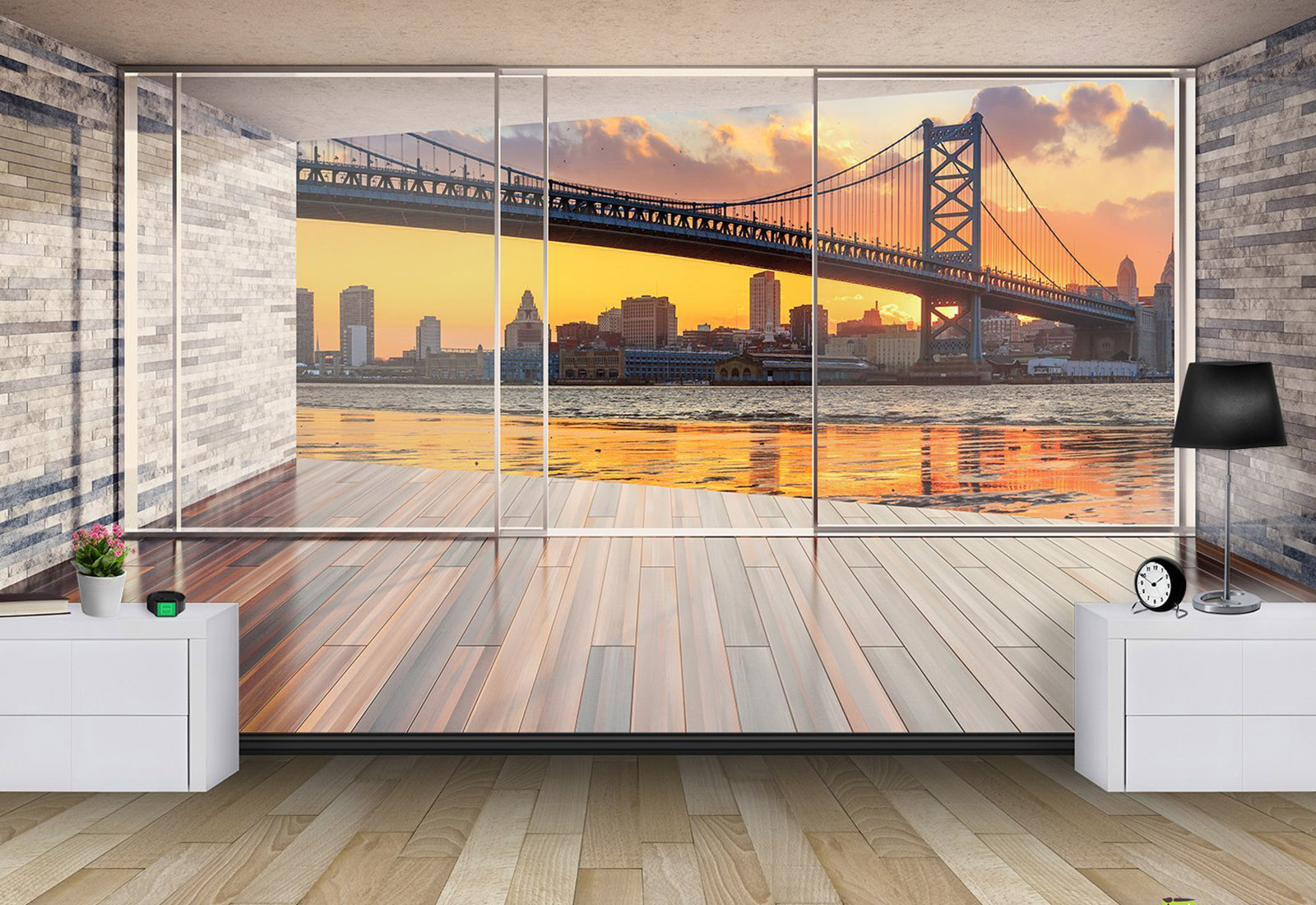 Fototapet - Vedere spre oraș de la fereastra