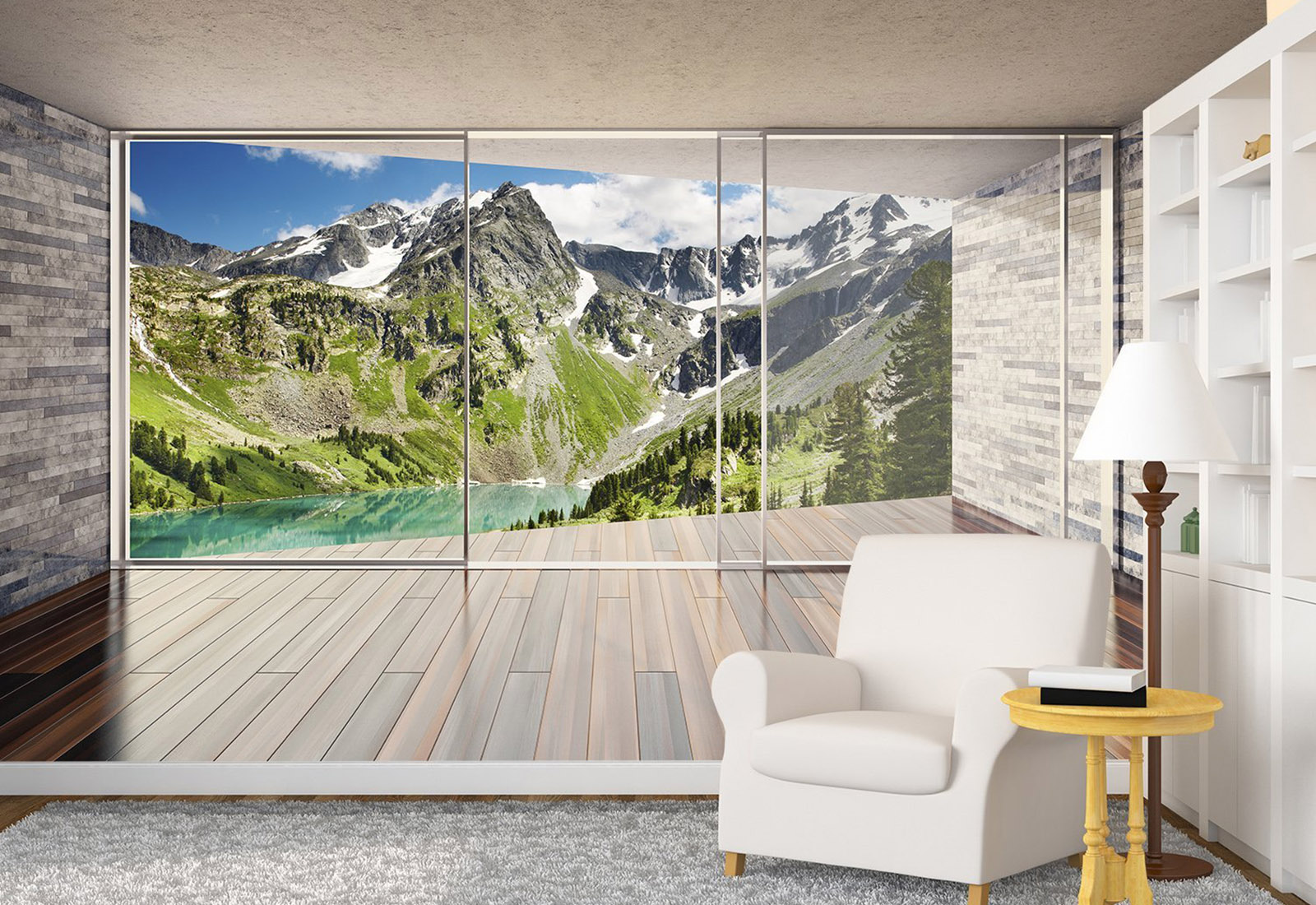 Fototapet - Vedere de la fereastra, munți