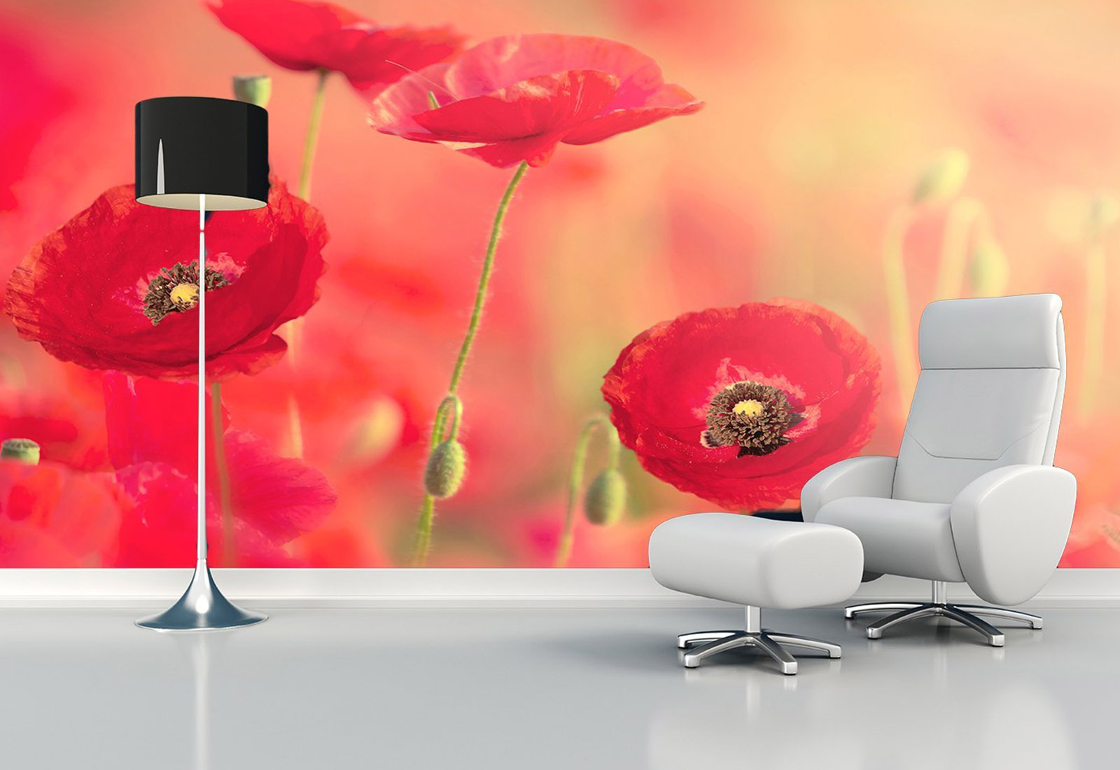 Фотообои на стену цветы - Полевые цветы, Маки