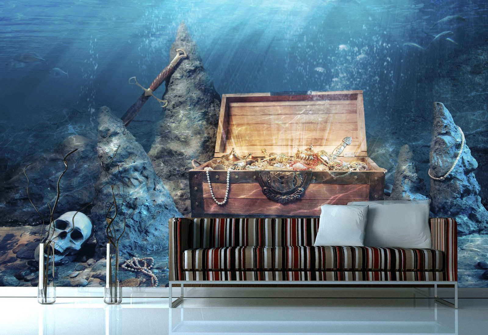Fototpet pentru copii - Cufar cu aur parasit pe fundul mării