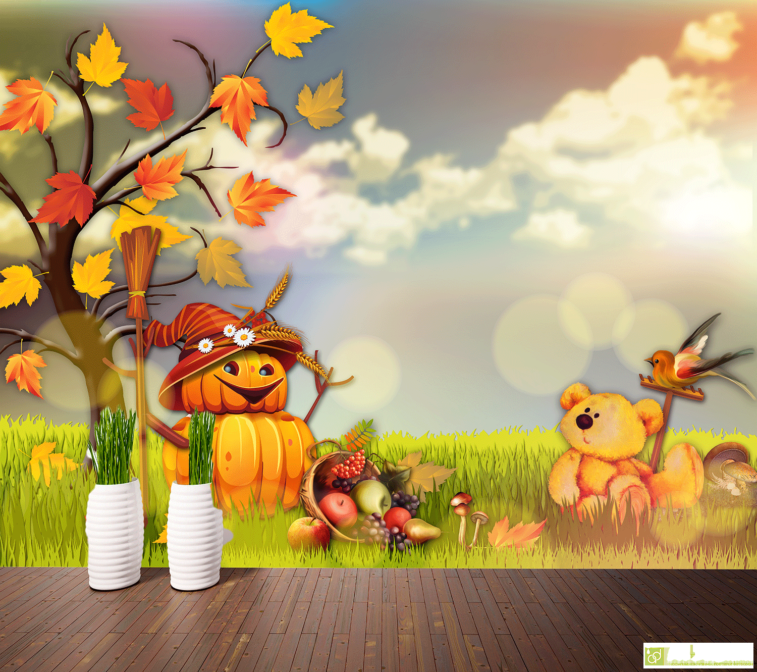 Fototapet pentru copii - Bostan amuzant și Ursul