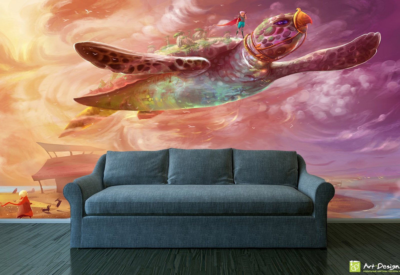 Fototapet pentru copii - Turtle care zboară