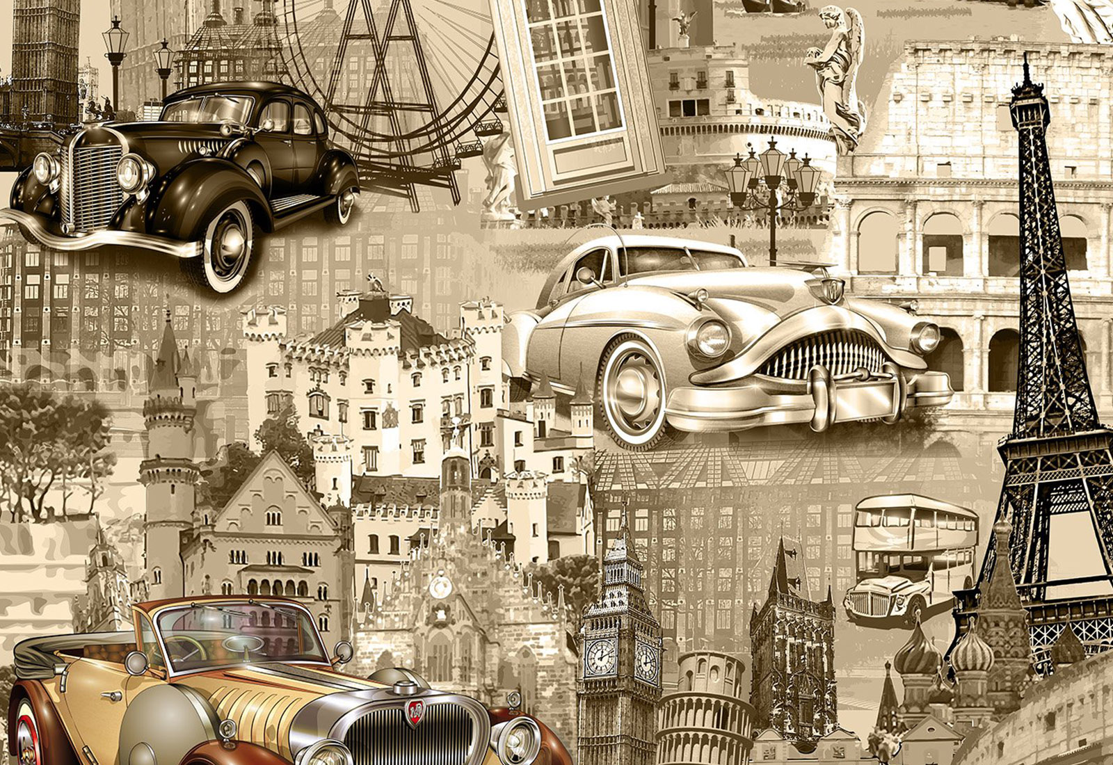 Fototapet Vintage Retro - Orase, Auto Retro