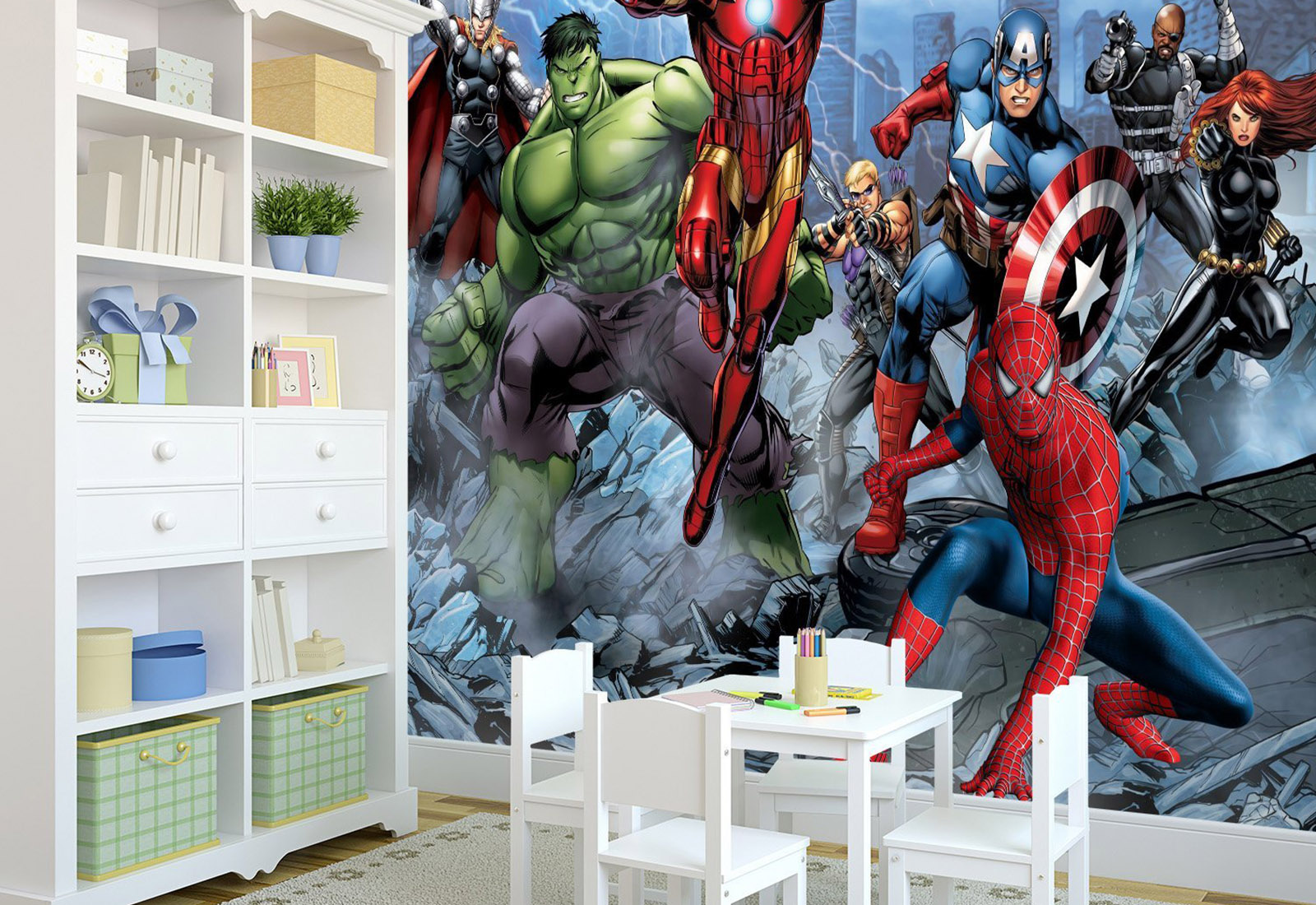 Фотообои детские - Халк, Спайдер Мэн