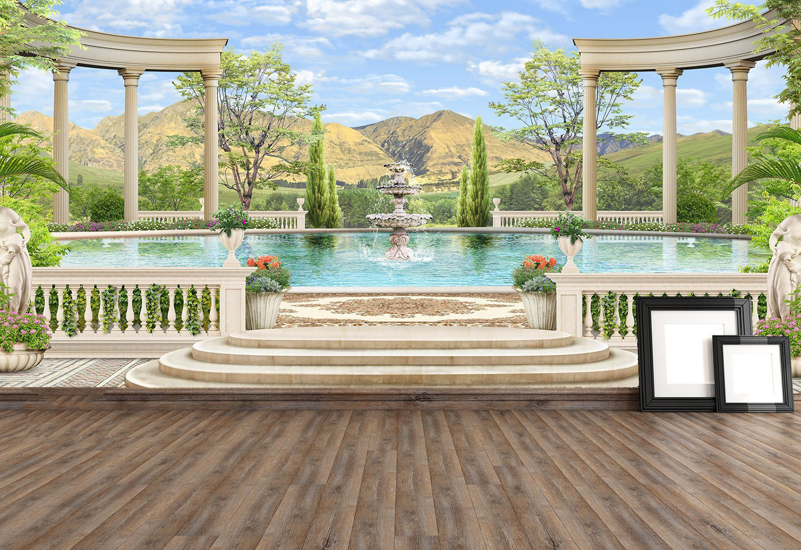 Fototapet Fresco - Grădină, cu fântână_2