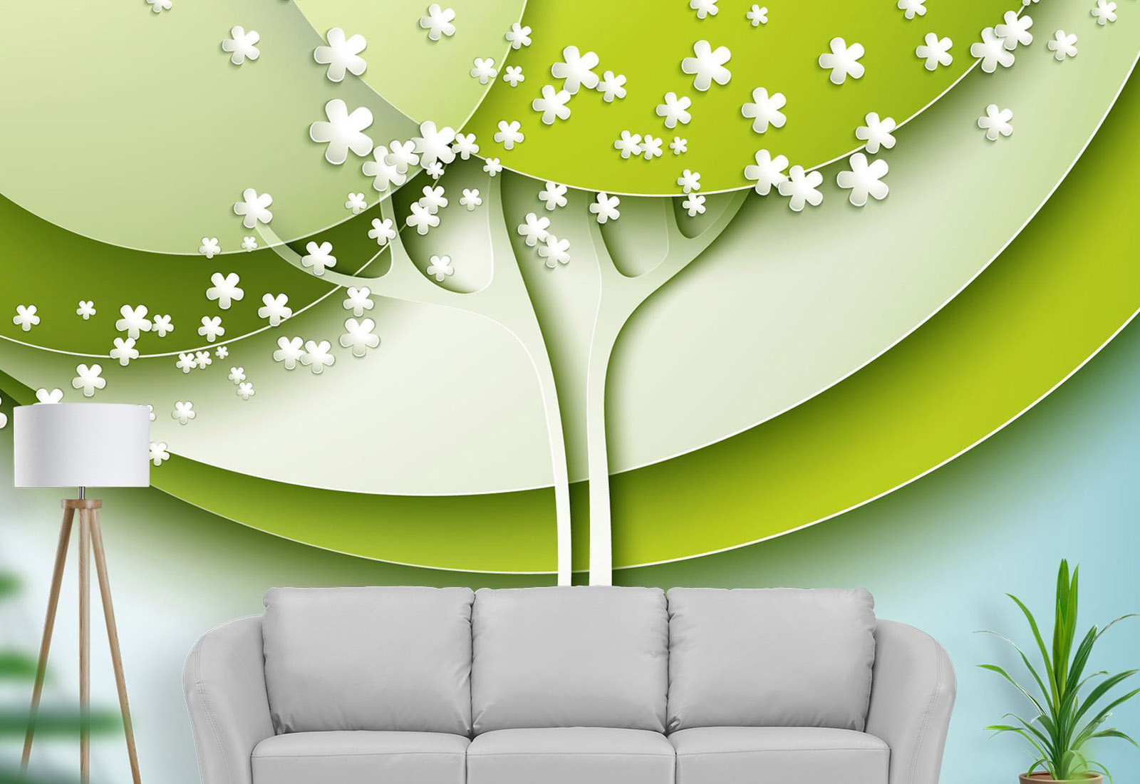 Фотообои с 3D эффектом - Зеленое дерево с эффектом_2