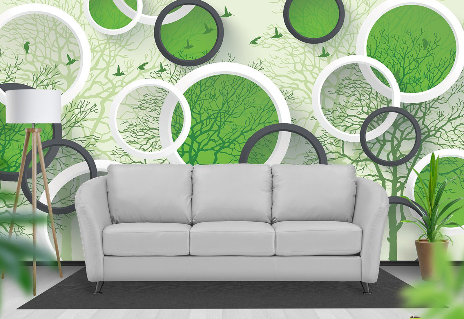 Fototapet cu 3D efect - Cercuri cu Copaci