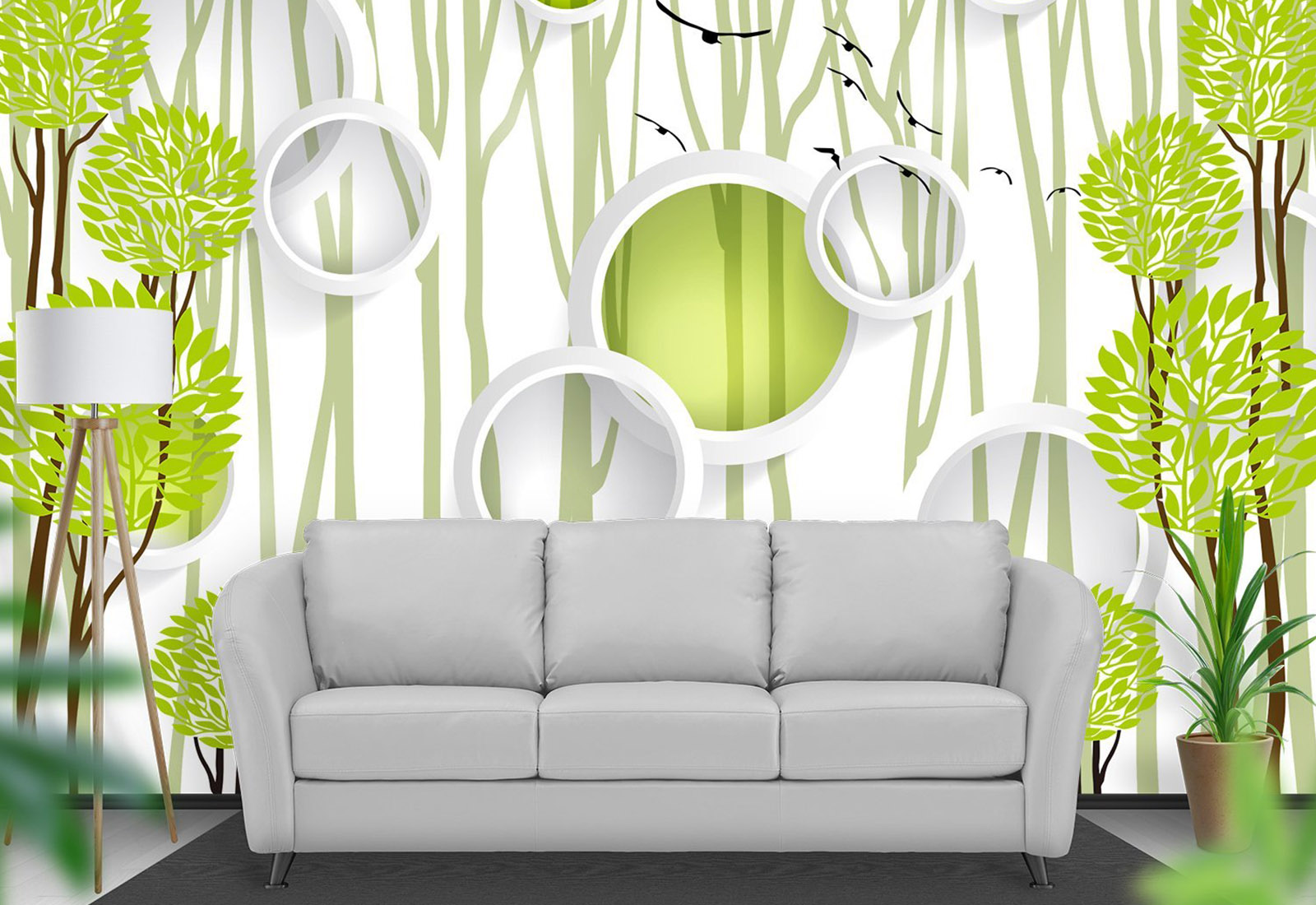 Fototapet cu efect 3D - Cercuri si natura abstracta