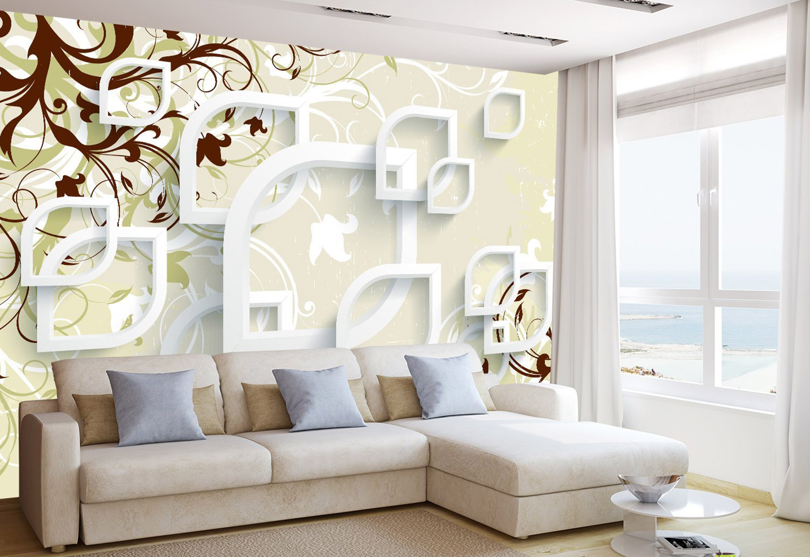 Фотообои с 3D эффектом - Ромб, с завитками