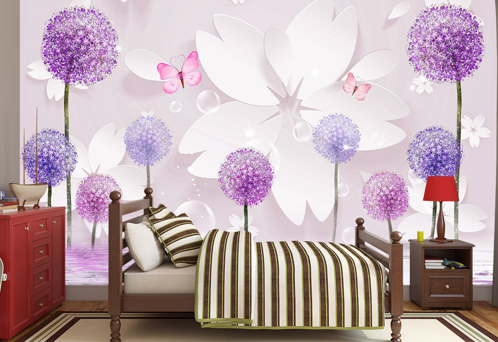 Fototapet cu efect 3D - Fondal blând cu flori