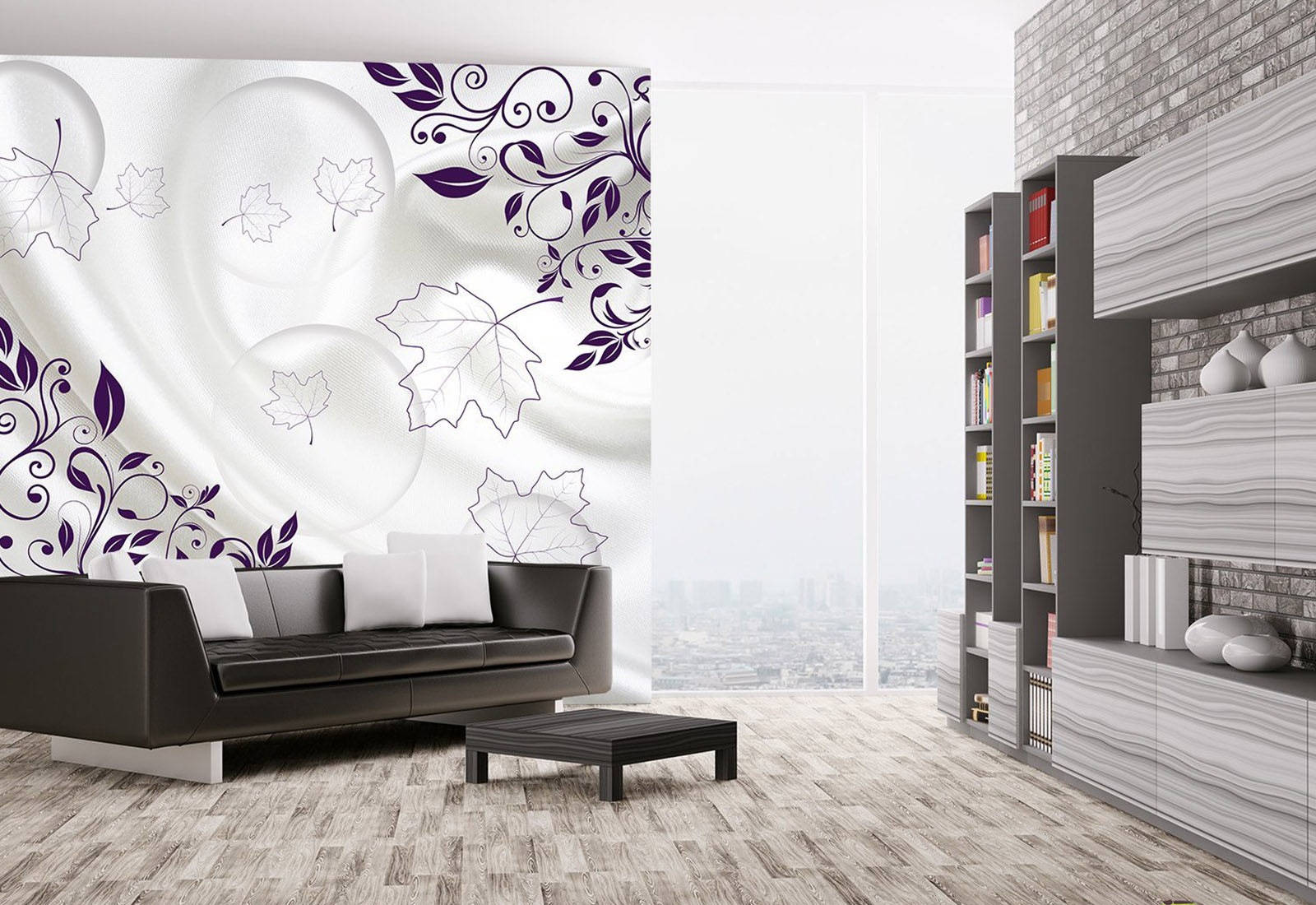 Фотообои с 3D эффектом - Завитки на шелке с кругами