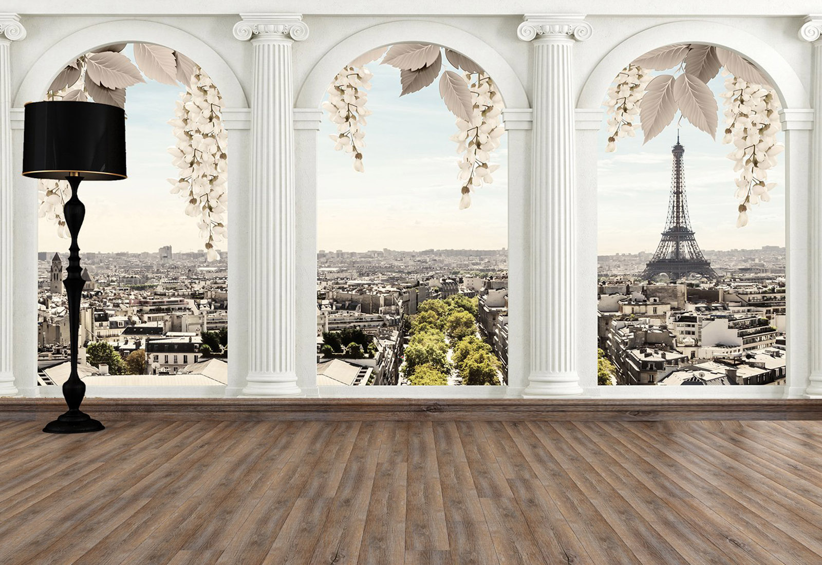 Фотообои на заказ, Иллюстрация -  Вид на город, Париж