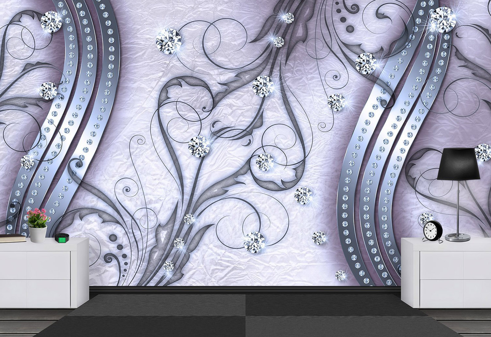 Fototapet la comandă, Digital - Grafică, 3D Abstracție cu diamante_2