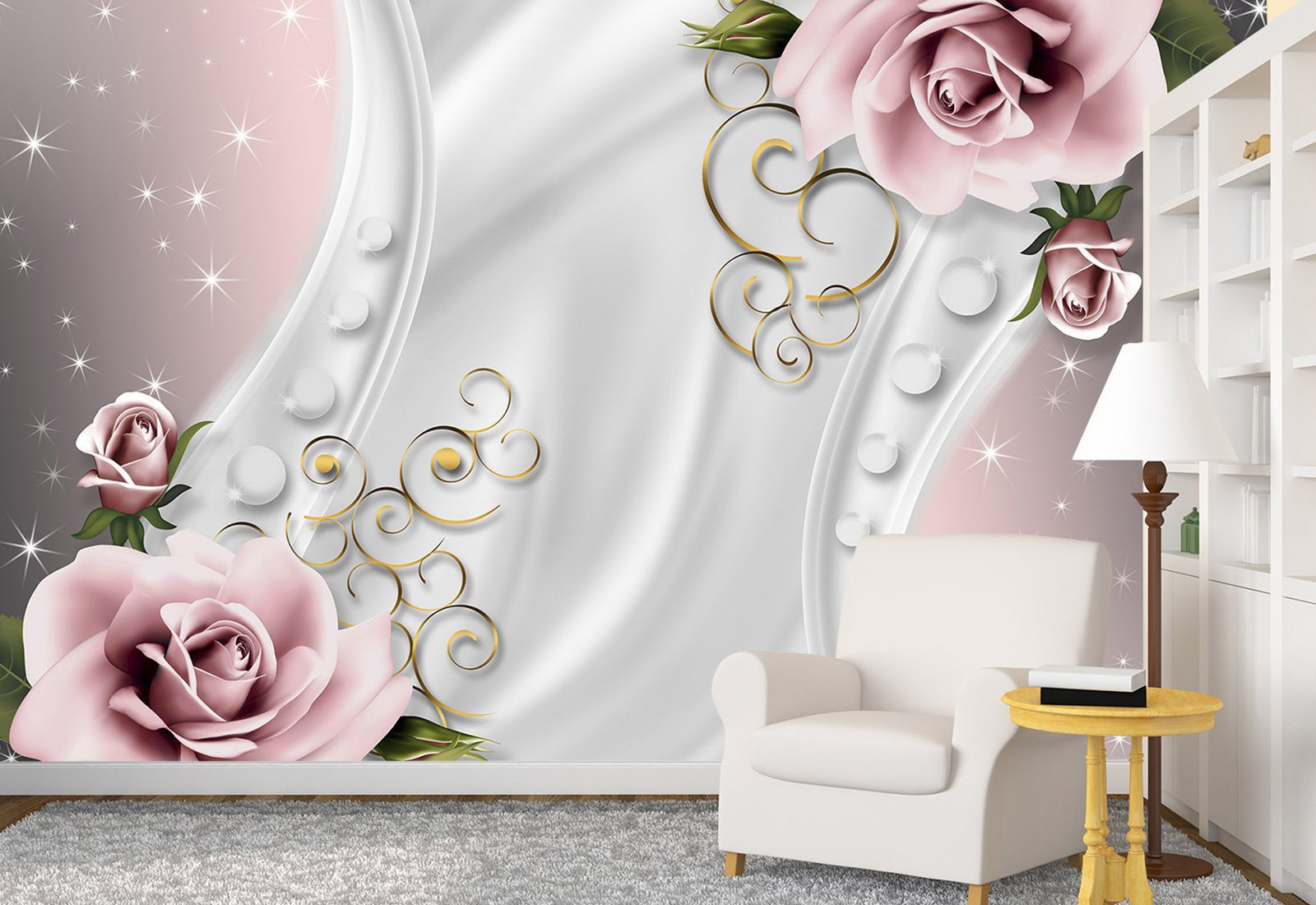 Fototapet la comandă, Digital - Grafică, Trandafiri roz Abstracție