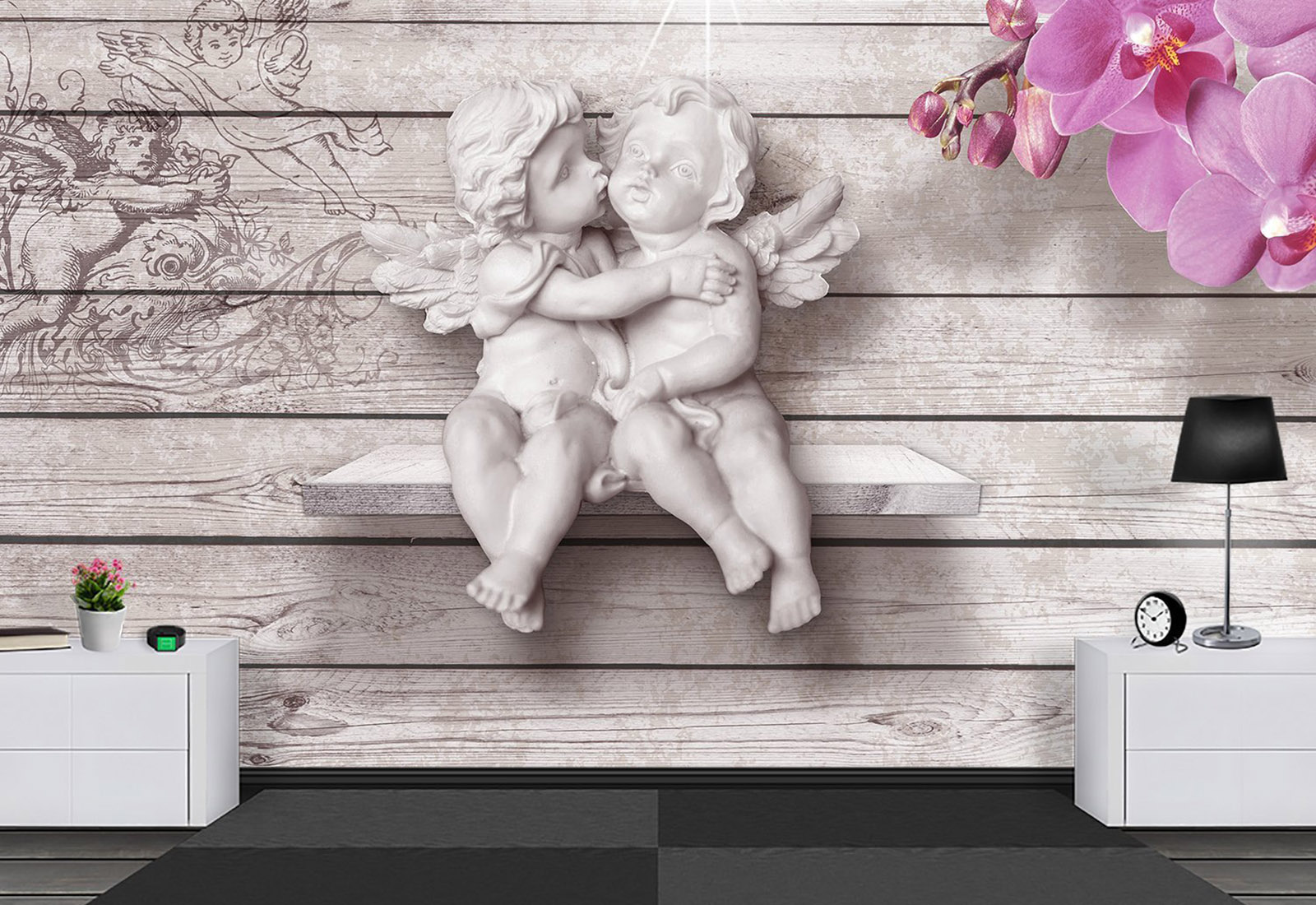 Fototapet la comandă, Digital - Îngeri și orhidee