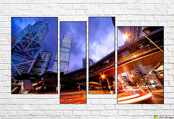 🇭🇰 Модульная картина Небоскребы Гонконга ночью