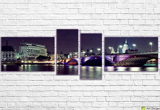 🌉 Модульная картина Ночной Лондон и мост