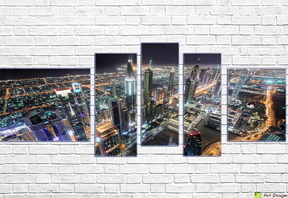 🌃 Модульная картина Ночной Дубай: Панорама с высоты