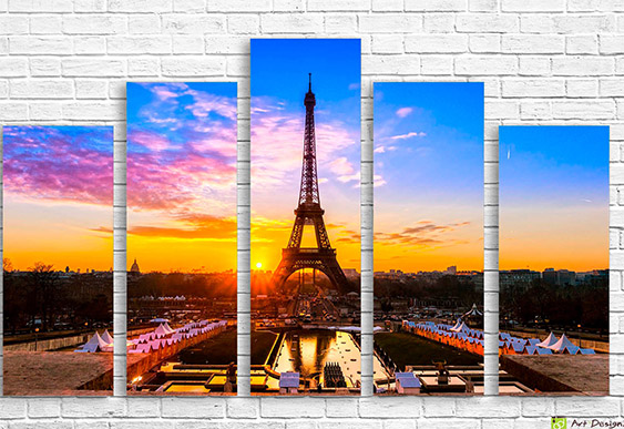 🇫🇷 Модульная картина Эйфелева башня на закате