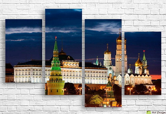 🌙 Tablou modular Kremlin Moscova noaptea