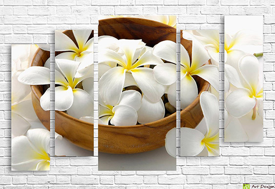 🤍 Модульная картина «Белые плюмерии» полиптих