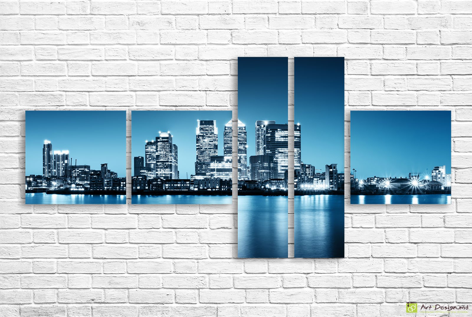 🌃 Tablou modular Metropolă nocturnă în tonuri albastre