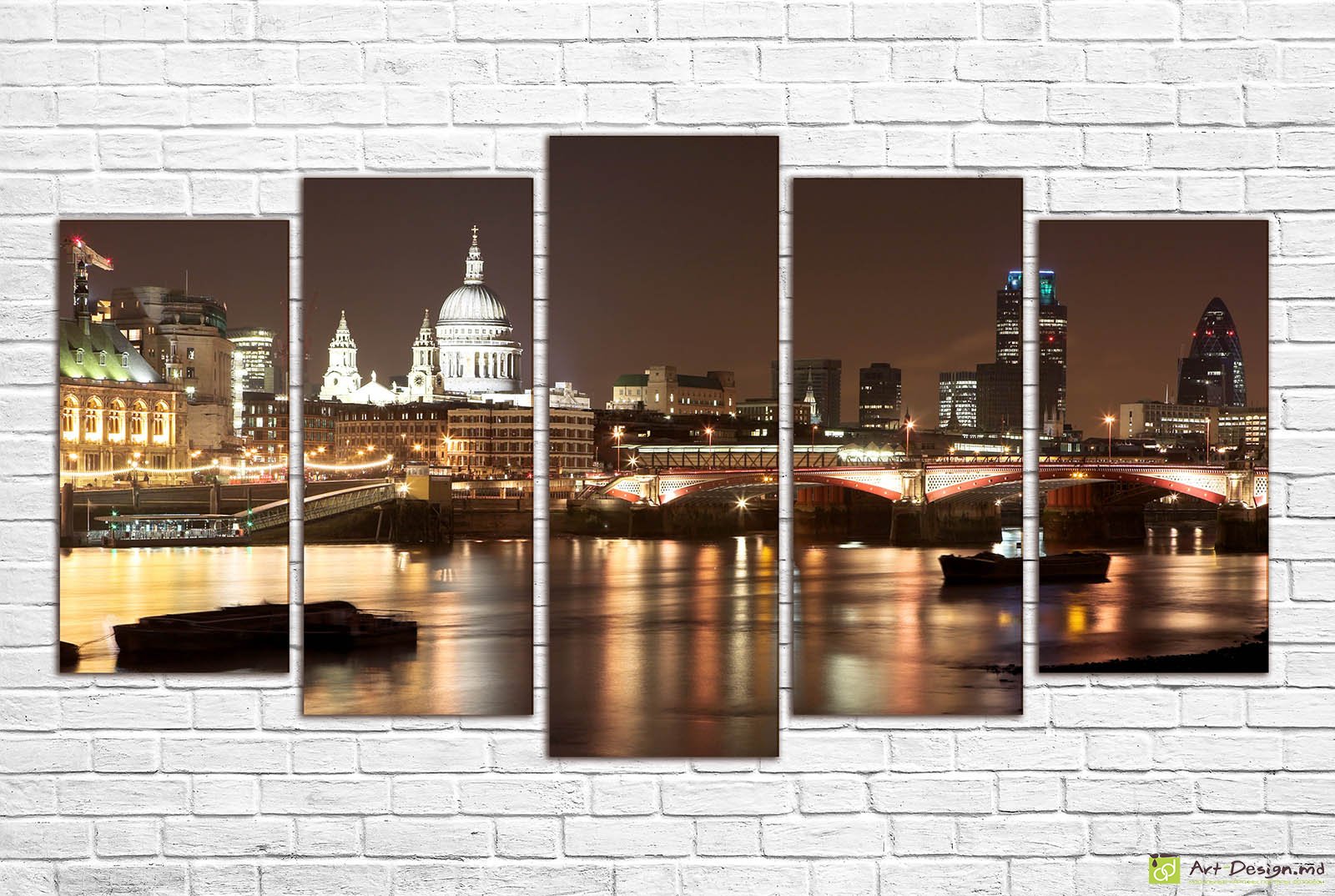 🇬🇧 Модульная картина Ночной Лондон: Собор и мост