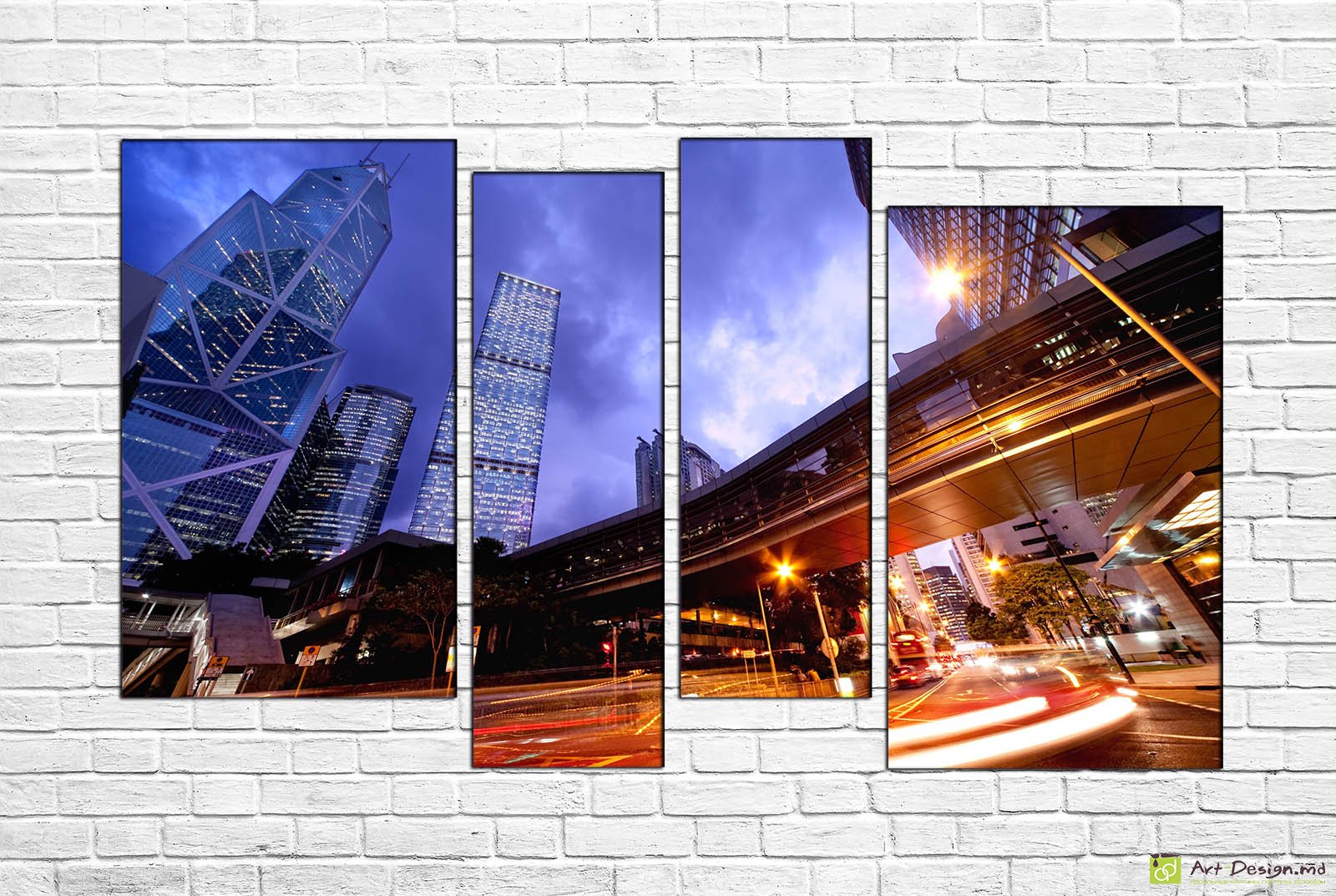 🇭🇰 Модульная картина Небоскребы Гонконга ночью