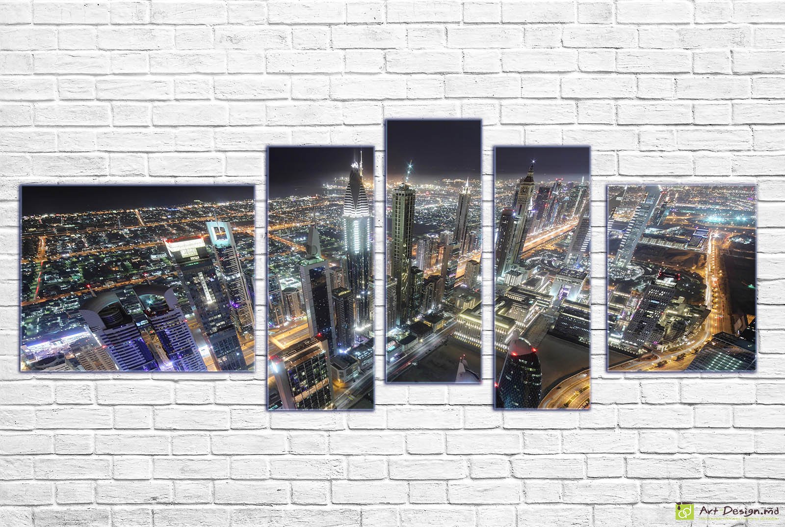 🌃 Модульная картина Ночной Дубай: Панорама с высоты