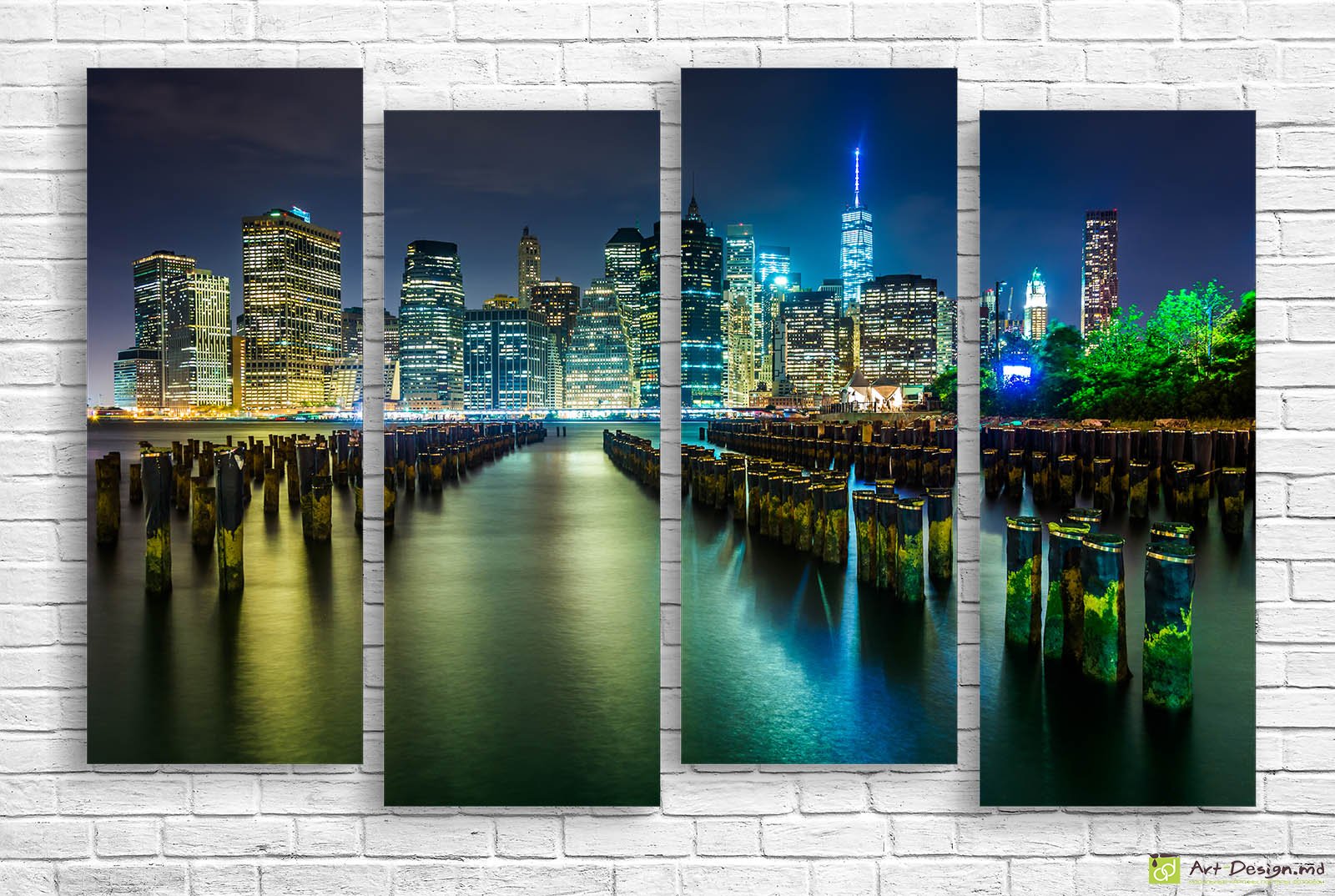 🌃 Tablou modular New York Manhattan noaptea