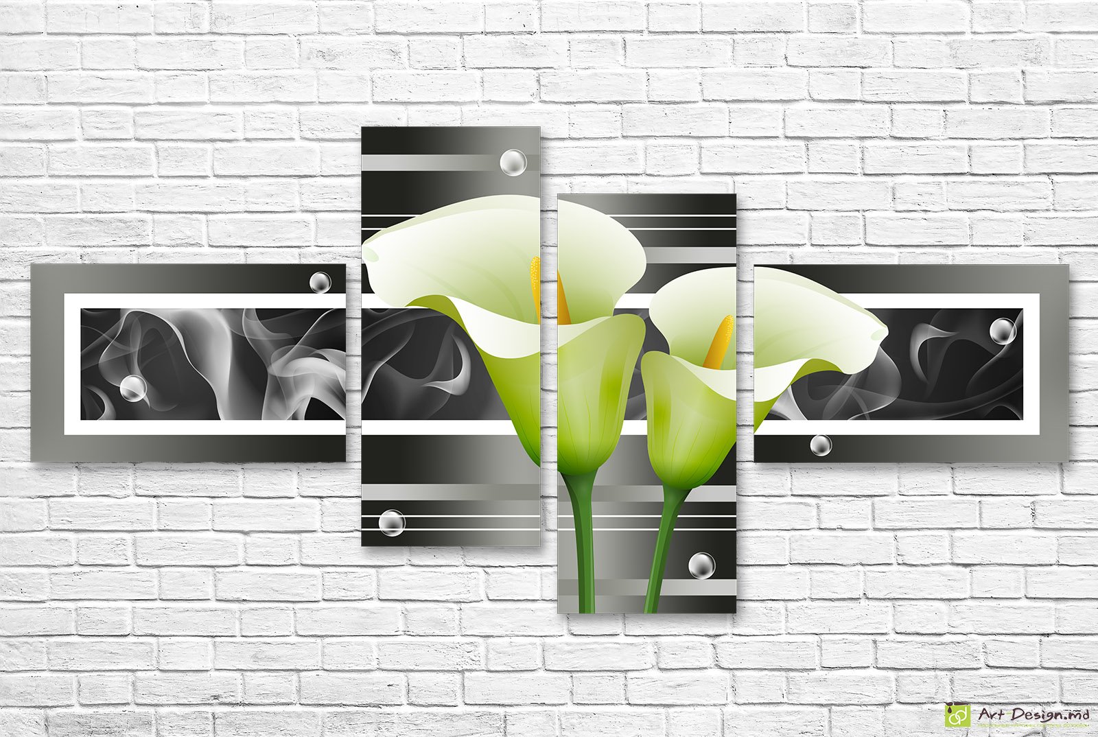 🖼️ Модульная картина абстрактные каллы и дымчатые шлейфы