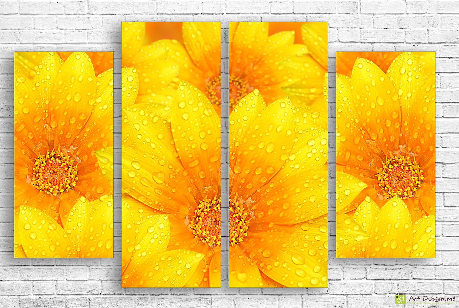 🌼 Модульная картина «Жёлтые герберы» на холсте