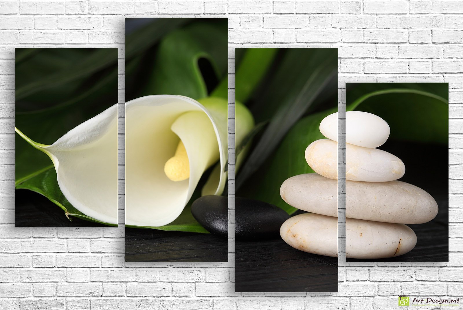 🤍 Модульная картина «Каллы и камни дзен» триптих