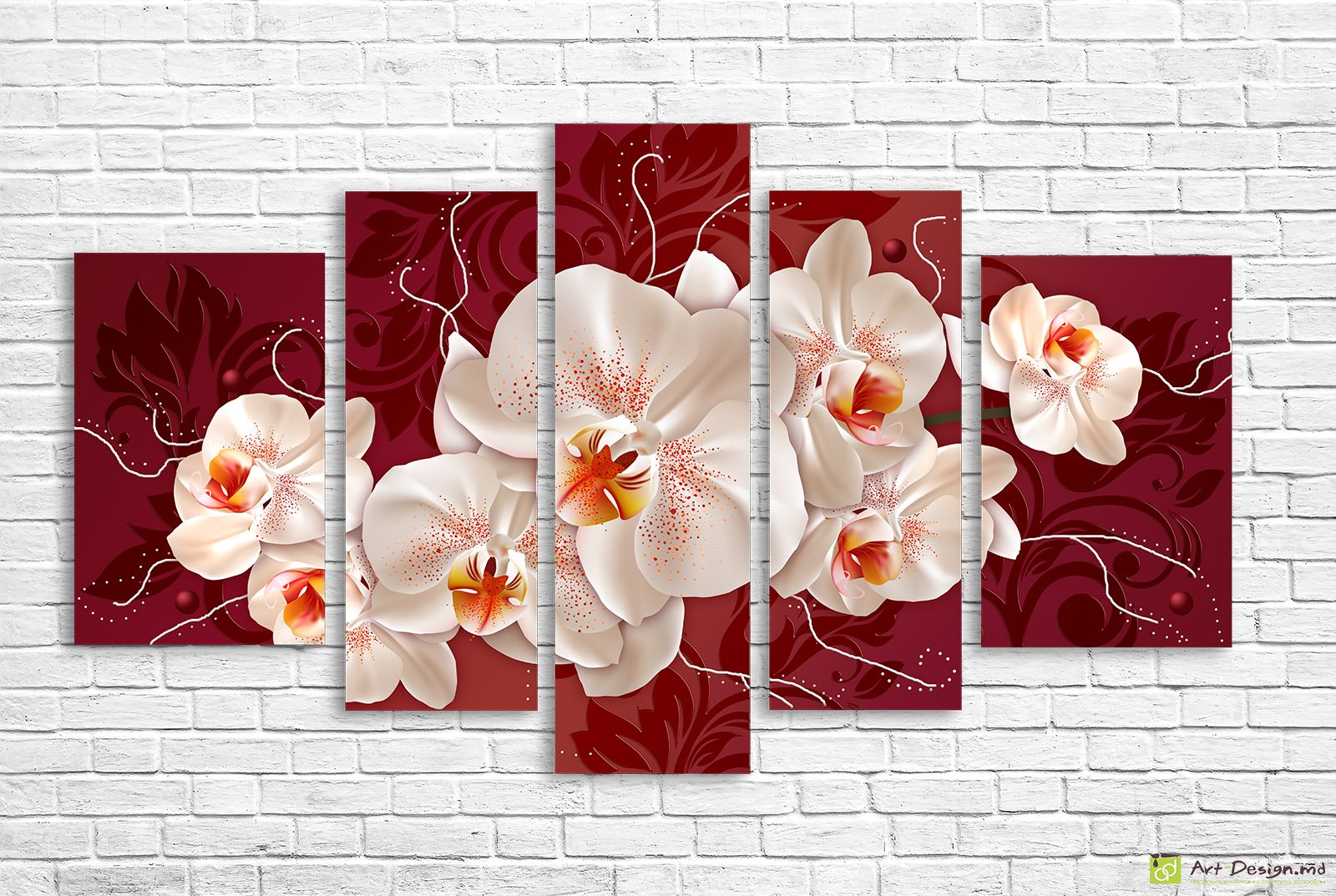 🖼️ Модульная картина белые ромашки на черных камнях