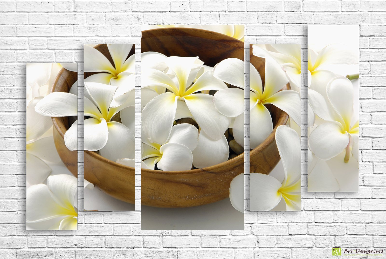 🤍 Модульная картина «Белые плюмерии» полиптих