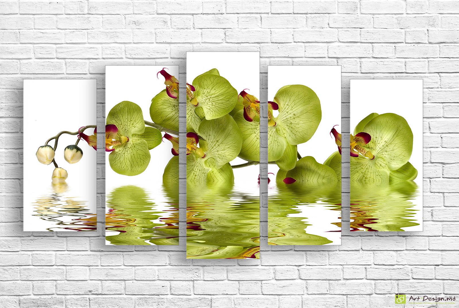 🖼️ Модульная картина алые орхидеи и винтажный узор