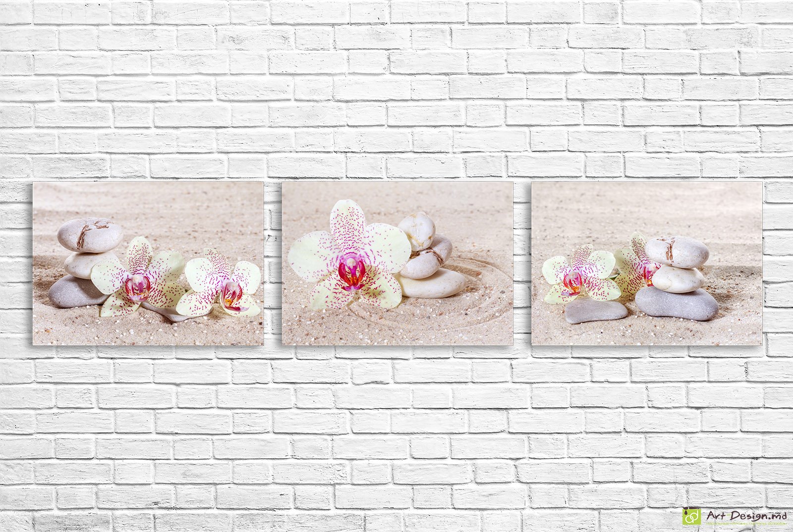 🖼️ Tablou modular orhidee pe nisip și pietre zen pe pânză
