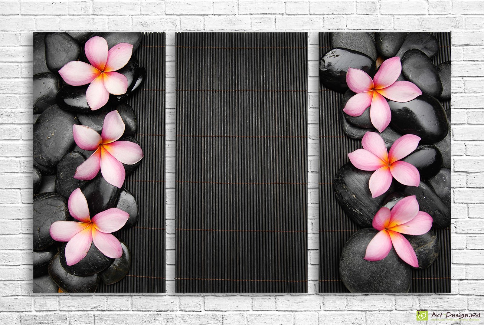 🌸 Модульная картина «Франжипани и камни» триптих